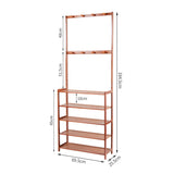 Bamboo 5-Tier Hat Coat Shoe Rack Entryway Bench Hanger Storage - Extra Image