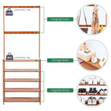 Bamboo 5-Tier Hat Coat Shoe Rack Entryway Bench Hanger Storage - Extra Image