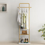 Gold Metal Coat Rack Stand Granite Base Hall Tree