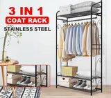 Extra Large Iron Clothes Rack Garment Hanging Stand - Close-Up Angle