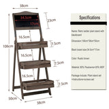3 Tier Rustic Wood Plant Stand 38CM Corner Shelf - Close-Up Angle