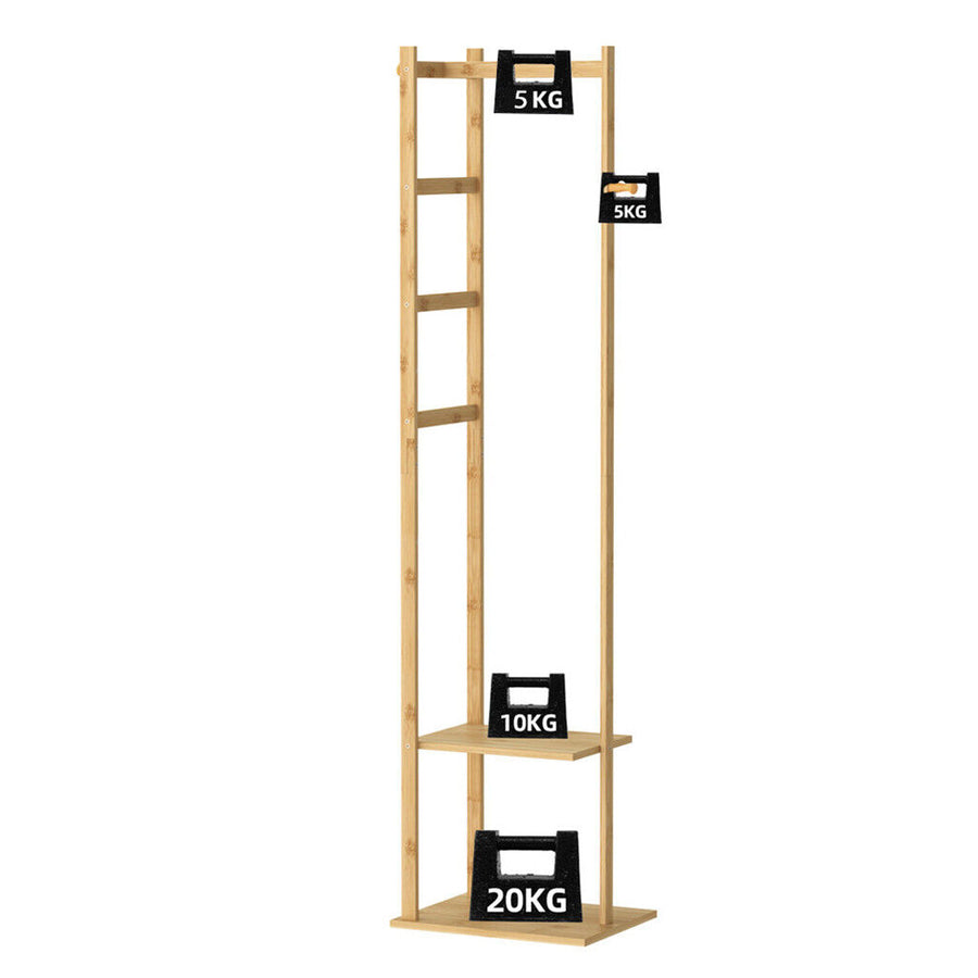 Bamboo Coat & Hat Rack Stand Shoe Shelf Thicken Wooden Hanger