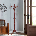 Birch Wood Coat Rack Stand Adjustable Hall Tree Entryway
