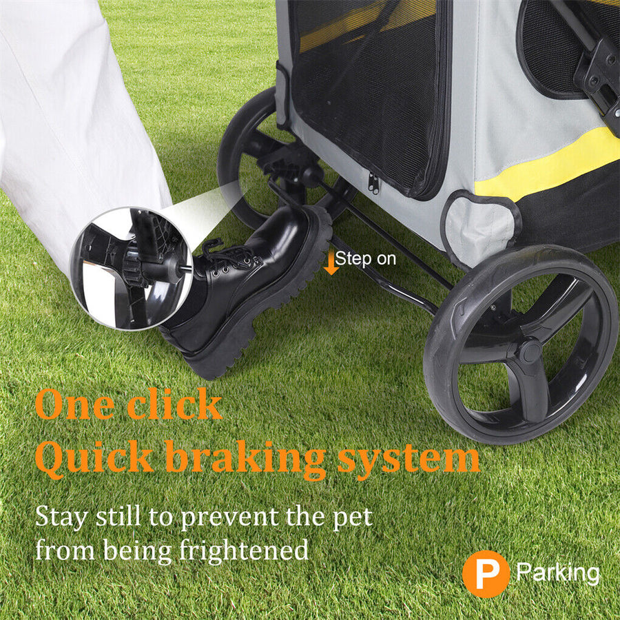 Dog Stroller w/ Rain Cover Foldable Pet Cart