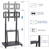 32-80 Rolling TV Stand with 2-Tier Shelf Adjustable Mount - Top-Down View
