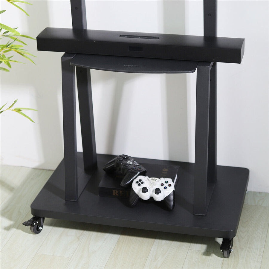 32-80 Rolling TV Stand with 2-Tier Shelf Adjustable Mount