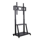 Rolling TV Stand 32-100 w/ Adjustable Mount & 2-Tier Shelf - Front View
