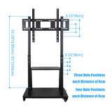 Rolling TV Stand 32-100 w/ Adjustable Mount & 2-Tier Shelf - Close-Up Angle
