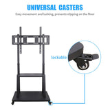 Rolling TV Stand 32-100 w/ Adjustable Mount & 2-Tier Shelf