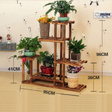 5-Tier Wooden Plant Stand Flower Display Shelf Indoor Outdoor Garden - Front View