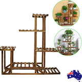 5-Tier Wooden Plant Stand Flower Display Shelf Indoor Outdoor Garden - Rear View