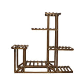 5-Tier Wooden Plant Stand Flower Display Shelf Indoor Outdoor Garden - Close-Up Angle