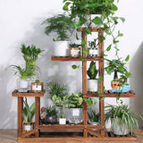 5-Tier Wooden Plant Stand Flower Display Shelf Indoor Outdoor Garden - Low Angle