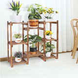 8-Tier Wooden Plant Stand Outdoor Indoor Garden Shelf - Front View
