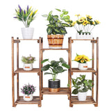 8-Tier Wooden Plant Stand Outdoor Indoor Garden Shelf - Side View