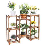 8-Tier Wooden Plant Stand Outdoor Indoor Garden Shelf - Top-Down View