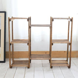 8-Tier Wooden Plant Stand Outdoor Indoor Garden Shelf - Rear View