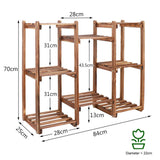 8-Tier Wooden Plant Stand Outdoor Indoor Garden Shelf - Close-Up Angle