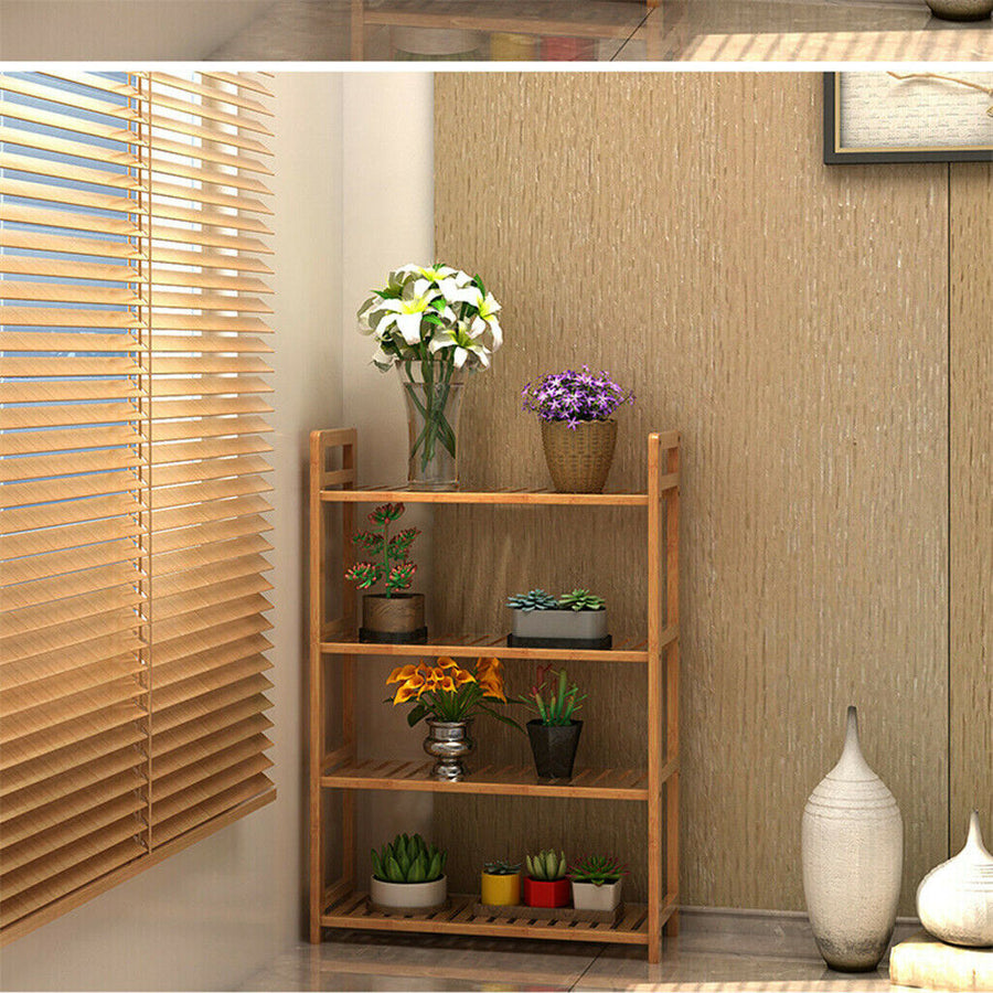 Bamboo 4 Tier Shelving Unit Kitchen Bedroom Bookshelf