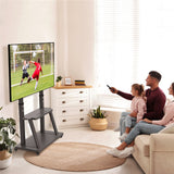 32-100 Heavy Duty TV Wall Mount with Shelf & Wheels - Top-Down View