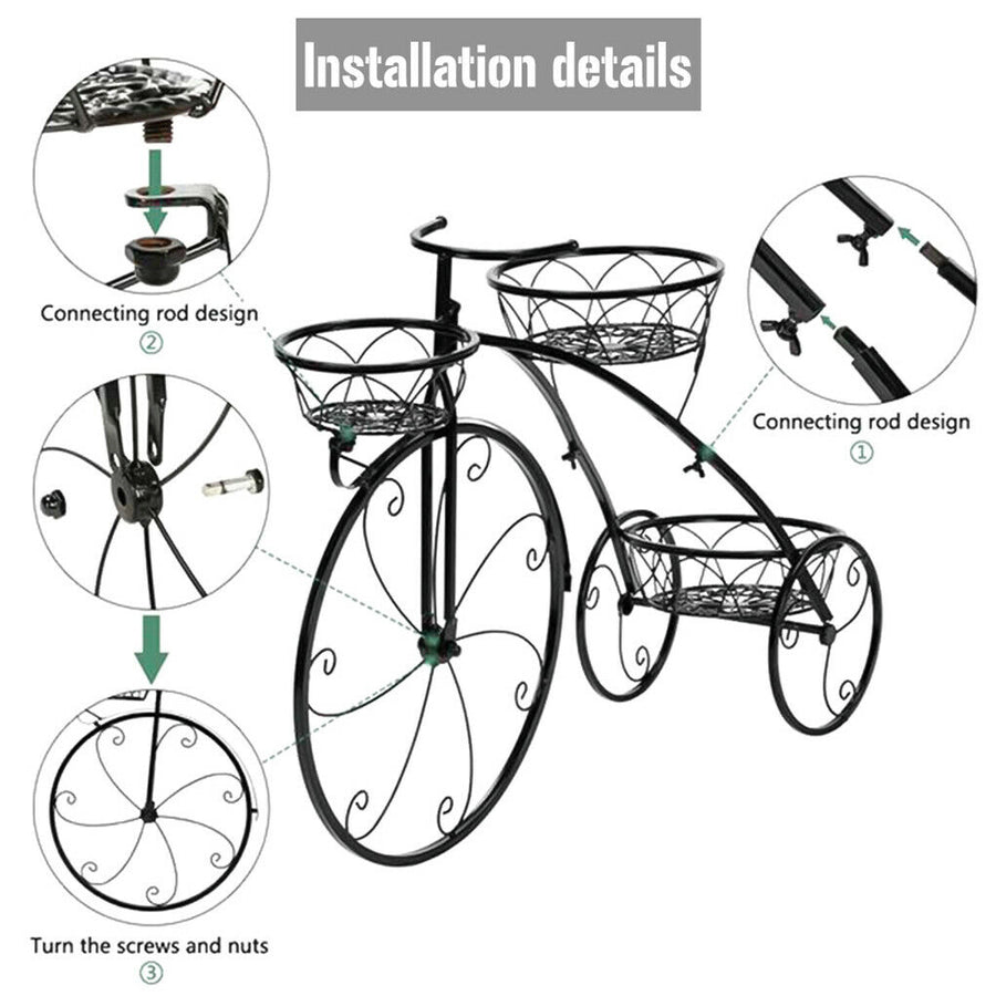 Iron Bicycle Plant Stand Rack Indoor Outdoor Garden