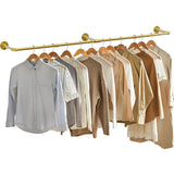 Vintage Iron Clothes Rail Gold Wall Mounted Garment Rack - Front View