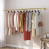 Vintage Iron Clothes Rail Gold Wall Mounted Garment Rack - Top-Down View