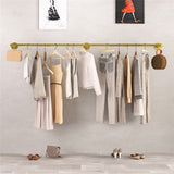 Vintage Iron Clothes Rail Gold Wall Mounted Garment Rack - 45-Degree Angle