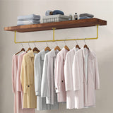 Vintage Iron Clothes Rail Gold Wall Mounted Garment Rack - Rear View