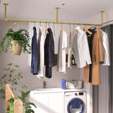 Vintage Iron Clothes Rail Gold Wall Mounted Garment Rack - Close-Up Angle