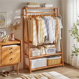Bamboo Garment Rack Portable Laundry Storage Nature - - 45-Degree Angle