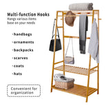 Bamboo Garment Rack Portable Laundry Storage Nature - - Low Angle