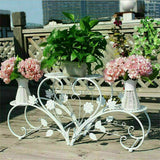 Set of 2 Plant Stand Wedding Garden Flower Shelf Rack - Close-Up Angle