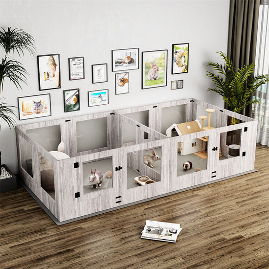 Dog Whelping Box 14 Panels Heavy Duty Puppy Pen with Pad