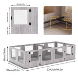 Dog Whelping Box 14 Panels Heavy Duty Puppy Pen with Pad - Front View