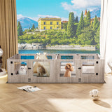 Dog Whelping Box 14 Panels Heavy Duty Puppy Pen with Pad - Top-Down View