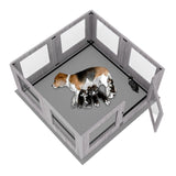Dog Whelping Box 8 Panels Puppy Pen with Pad - Top-Down View