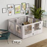 Dog Whelping Box 8 Panels Puppy Pen with Pad - 45-Degree Angle