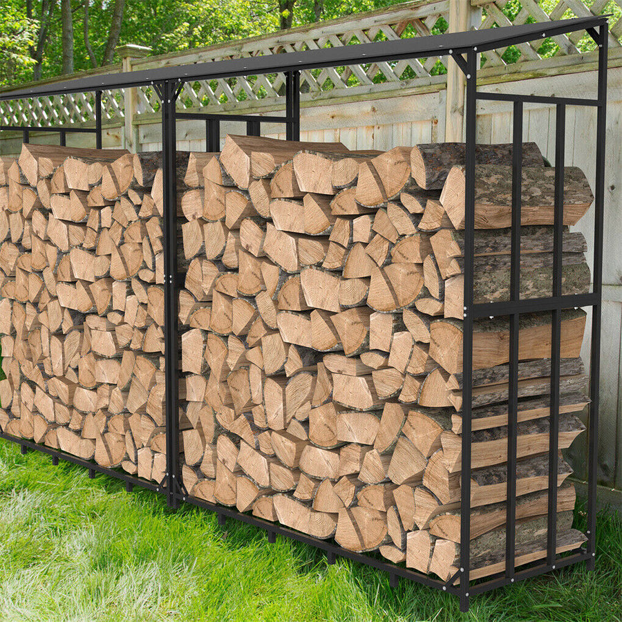Metal Log Storage Shed Outdoor Firewood Rack Holder