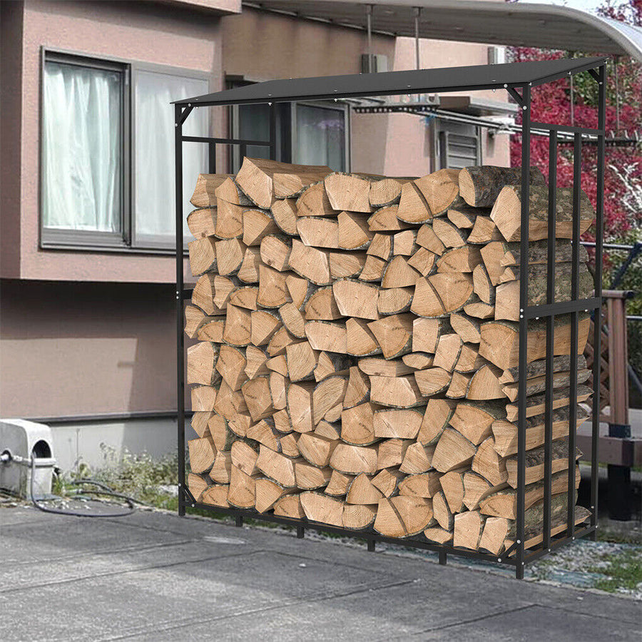 Metal Log Storage Shed Outdoor Firewood Rack Holder