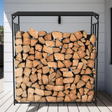 Metal Log Storage Shed Outdoor Firewood Rack Holder - 45-Degree Angle