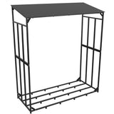 Metal Log Storage Shed Outdoor Firewood Rack Holder - Close-Up Angle