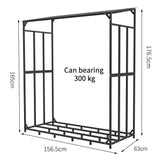 Metal Log Storage Shed Outdoor Firewood Rack Holder - Low Angle