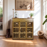 XXL 4-Tier Bamboo Shoe Rack Cabinet with Doors, Drawers - Top-Down View