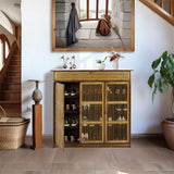 XXL 4-Tier Bamboo Shoe Rack Cabinet with Doors, Drawers - Rear View