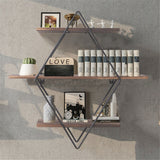 3 Tier Diamond Metal Floating Shelves Wall Mounted Display - Top-Down View