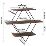 3 Tier Diamond Metal Floating Shelves Wall Mounted Display - Extra Image