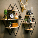 3-Tier Rustic Floating Wall Shelves Wood Display Books - Top-Down View