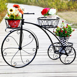3-Tier Iron Bicycle Plant Stand Rack Tricycle Planter - Side View