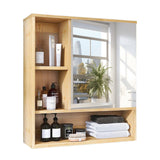 Bamboo Wall Medicine Cabinet Mirror 55.5cm 5 Shelf - Top-Down View